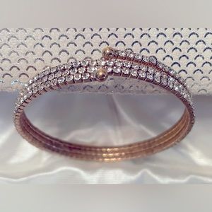 NWOT 3 Row White Diamond Style Wrap Flex Bracelet.